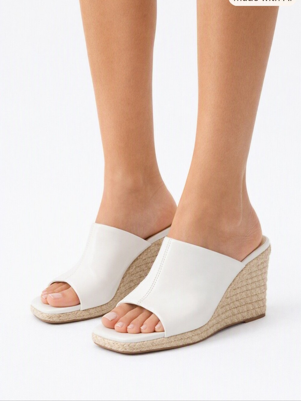 Steve Madden Leather Shoes Women's 6.5 White Wedge Sandal Slide Summer